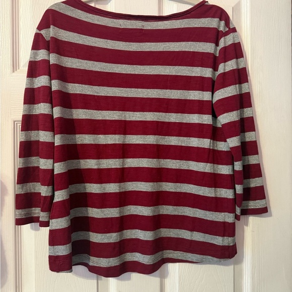 Hollister Maroon and Gray Striped Long Sleeve Top - Picture 4 of 4